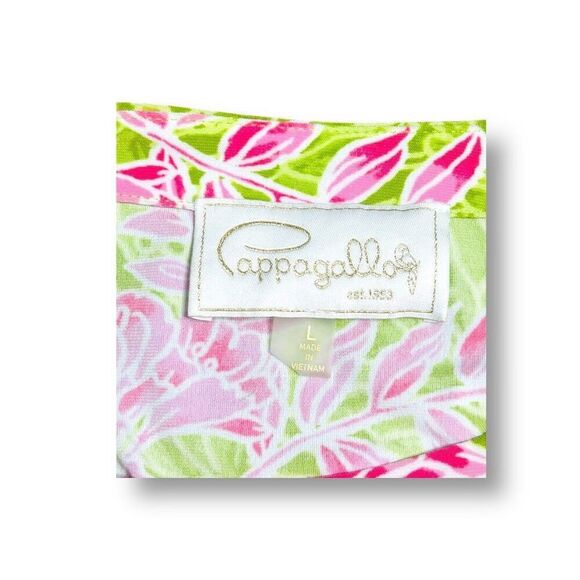 Pappagallo Pink Green Floral Mini Dress Ruffle Sleeve Vacation Resort Size Large - Picture 7 of 8